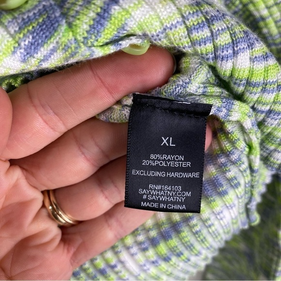 Say What Y2K Ribbed Full Button Up Down Cropped Crop Top Collared Shirt XL (NWT) - Picture 3 of 4